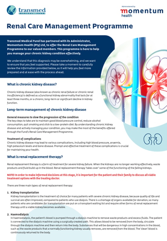 Renal Care Management Programme information leaflet 
