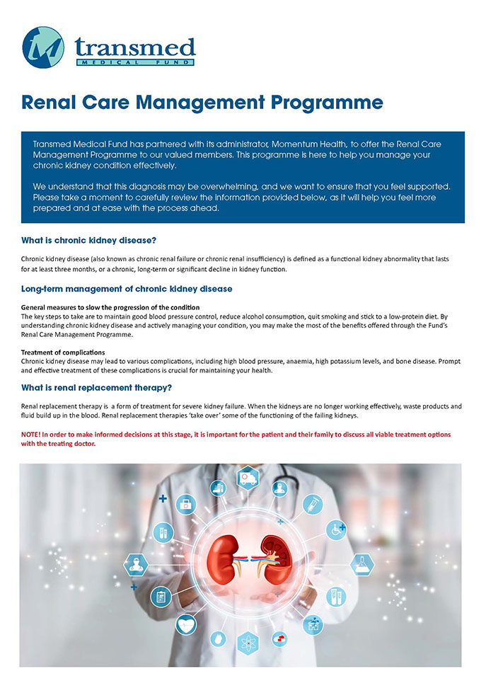 Renal Care Management Programme information leaflet